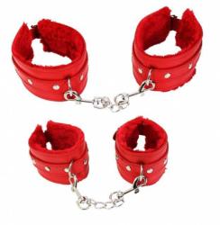 Red Wrist And Ankle Bondage Set