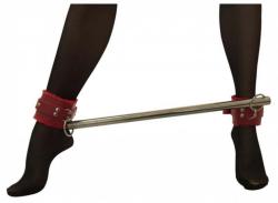 Ankle Bondage Set Red Leather Plush