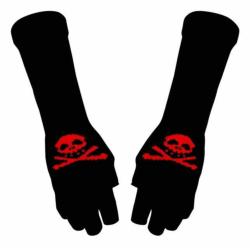 Armstulpen Handschuhe Roter Totenkopf