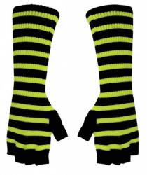 Fingerlose Armstulpen Neon Gelb Gestreift