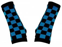 Handstulpen Schwarz Blau Schachbrettmuster