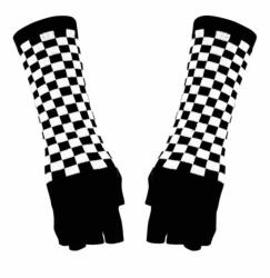 Fingerlose Armstulpen Schwarz Weiß Kariert