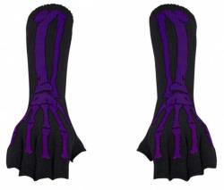 Armstulpen Handschuhe Lila Skelett Hand