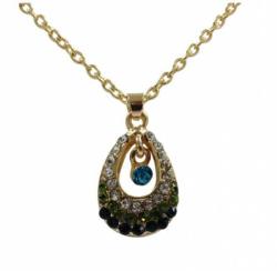 Necklace With Green Drop Pendant