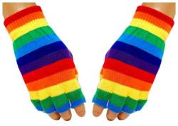 Gestreifte Fingerlose Handschuhe Regenbogen