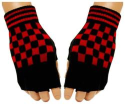 Fingerlose Schachmuster Handschuhe Rot