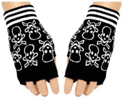 Schwarze Fingerlose Handschuhe Totenköpfe