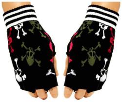 Fingerlose Handschuhe Mehrfarbige Totenköpfe