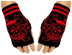 Schwarze Fingerlose Handschuhe Rauchender Totenkopf