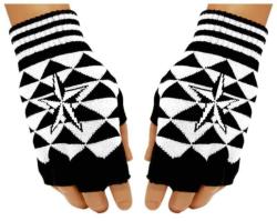 Schwarze Fingerlose Handschuhe Weißer Stern
