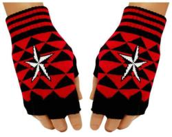 Schwarze Fingerlose Handschuhe Rote Dreieicke