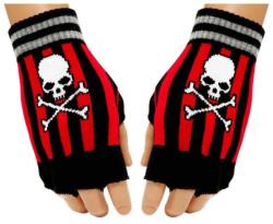 Gestreifte Fingerlose Handschuhe Totenkopf