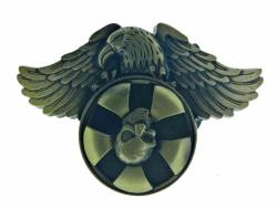 Drehende Western Gürtelschnalle Adler Totenkopf