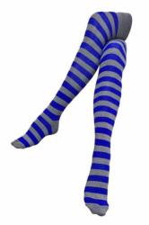 Overknee Strümpfe Grau Blau Gestreift