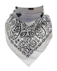 XL Bandana Scarf Paisley White Black