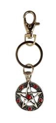 Pentagram Keychain Red Stones