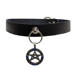 Pentagramm Halsband Blaue Steine