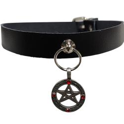 Pentagramm Choker Rote Steine