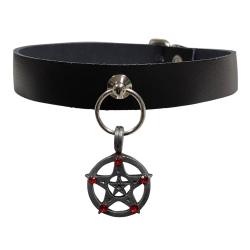 Pentagramm Halsband Rote Steine