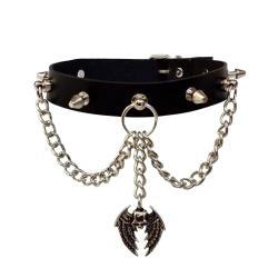 Leder Choker Killernieten Totenkopf Mit Flügel