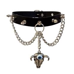 Leder Choker Killernieten Bullenkopf