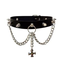Leder Choker Killernieten & Kleines Eisernes Kreuz