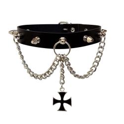 Leder Choker Killernieten & Schwarzes Eisernes Kreuz