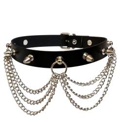 Leder Choker Mit Killernieten Und Ketten