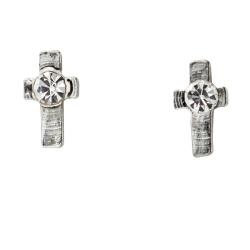 Ear Studs Cross With Rhinestone