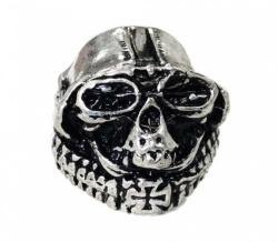 Skull With Helmet And Cross Ring