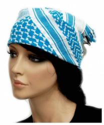 Shemagh Bandana Scarf White Turqoise