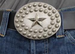 pentagram star belt buckle metal studs