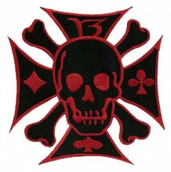 Aufnäher Roter Totenkopf & Kreuz
