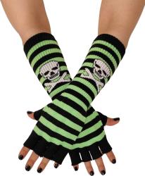 Fingerlose Armstulpen Grüne Streifen Mit Totenkopf