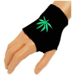Schwarze Handstulpe Cannabis