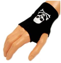 Schwarze Handstulpe Totenkopf