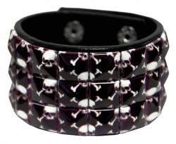 Kunstleder Armband Totenköpfe