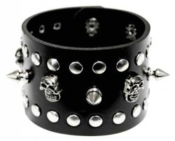 Rocker Armband Schwarz Totenkopf