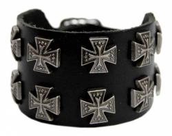 2-reihiges Punk Armband Eisernes Kreuz