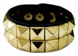 Rocker Armband 2-reihig Goldene Pyramidennieten