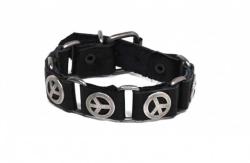 Kunstleder Armband Schwarz Peace Symbol