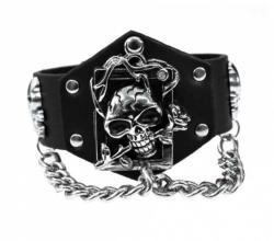 Kunstleder Armband Totenkopf Rose
