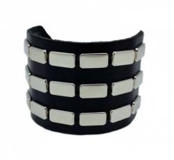 Lederarmband 3-reihig Flach Nieten
