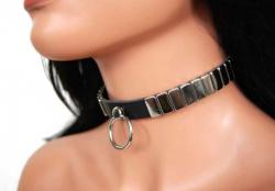 Lederhalsband Plattennieten & Ring