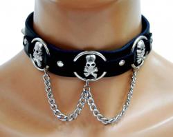 Gothic Halsband Totenköpfe, Spitznieten & Ketten