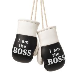 Mini Boxhandschuhe I Am The Boss schwarz-weiß
