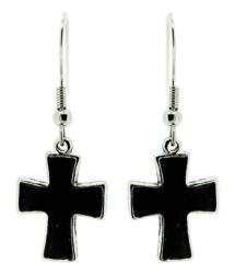 Drop Earrings Black Crosses