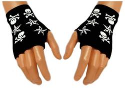 Schwarze Handstulpen Stern & Totenkopf
