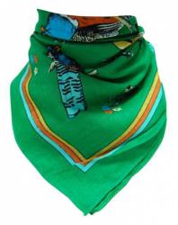 Green Bandana Head Wrap Scarf Birds