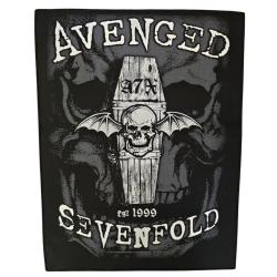 Avenged Sevenfold Deathbat Coffin back patch with winged skull and band lettering